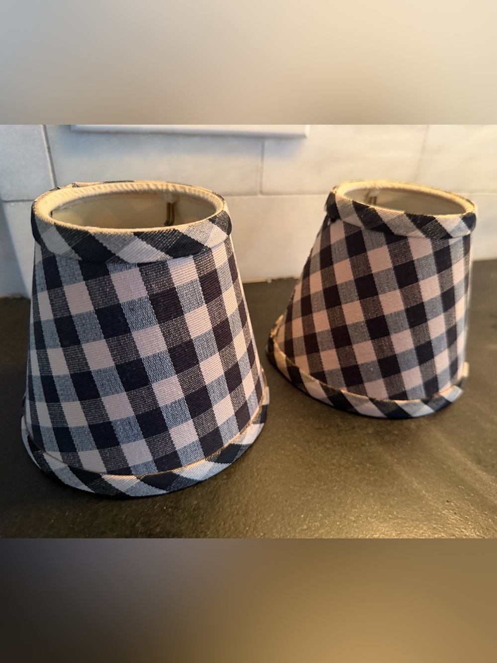 Set of 2 Black Buffalo Check Chandelier Lamp Shades